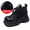 Women Motorcycle Boots Punk Style Square Toe Short Shoes Genuine Leather Lady Ankle Boots Platform Women Footwear Booties