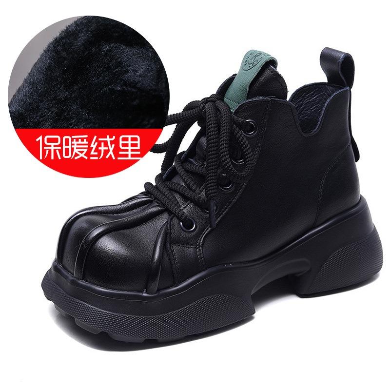 Women Motorcycle Boots Punk Style Square Toe Short Shoes Genuine Leather Lady Ankle Boots Platform Women Footwear Booties