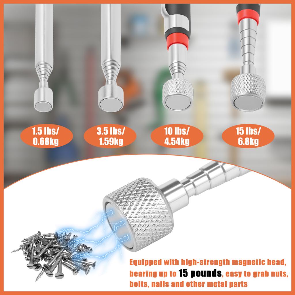 Telescopic Magnetic Pickup Tool Magnetic Rod Disc Pickup Suitable for Long-distance Item Retrieval