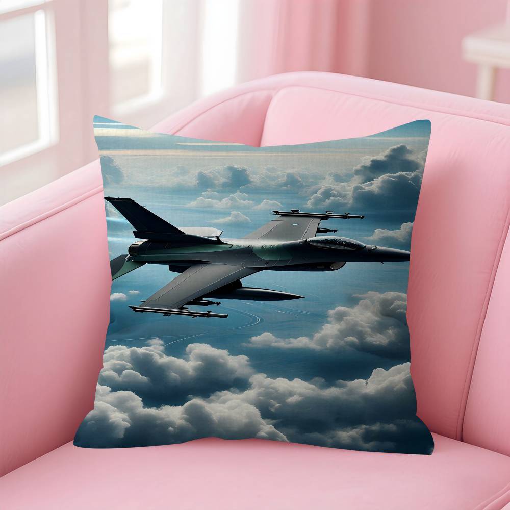 MMilitary Aircraft Fighter Enthusiasts Stitch Lucky Dragon Pillow Cover Sofa Cushion Cover Home Room Decoration Children Gift