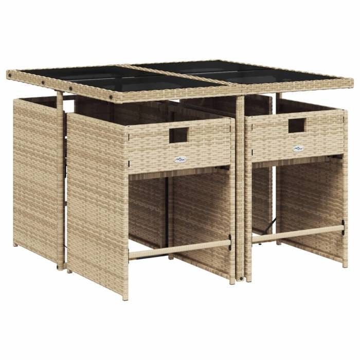 VidaXL Ensemble à manger de jardin coussins 5 pcs mélange beige rotin 3277847