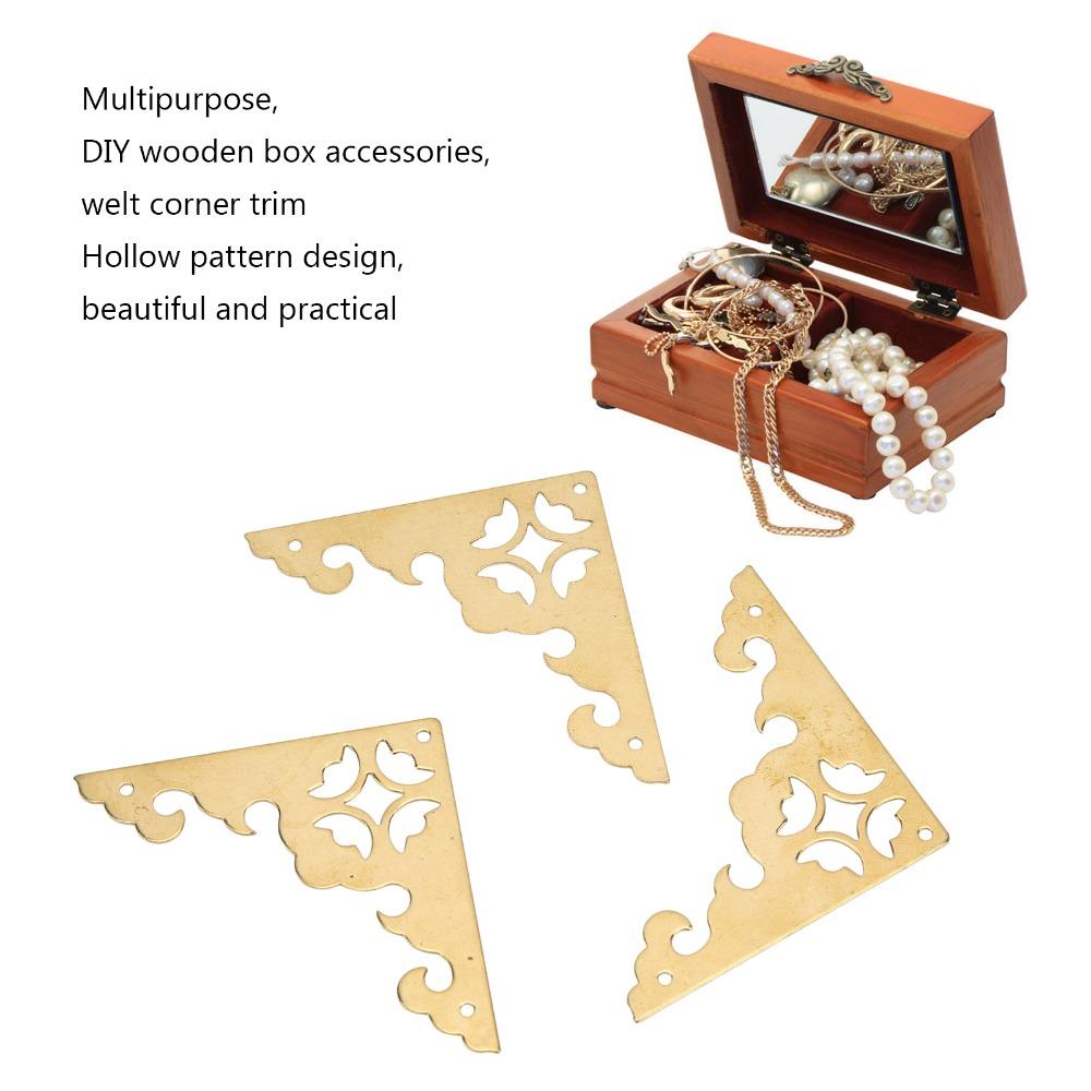 10pcs Hollow Antique Decorative Box Corner Retro 5.5cm Corner Protector Brass Metal Corner Protector Furniture Hardware