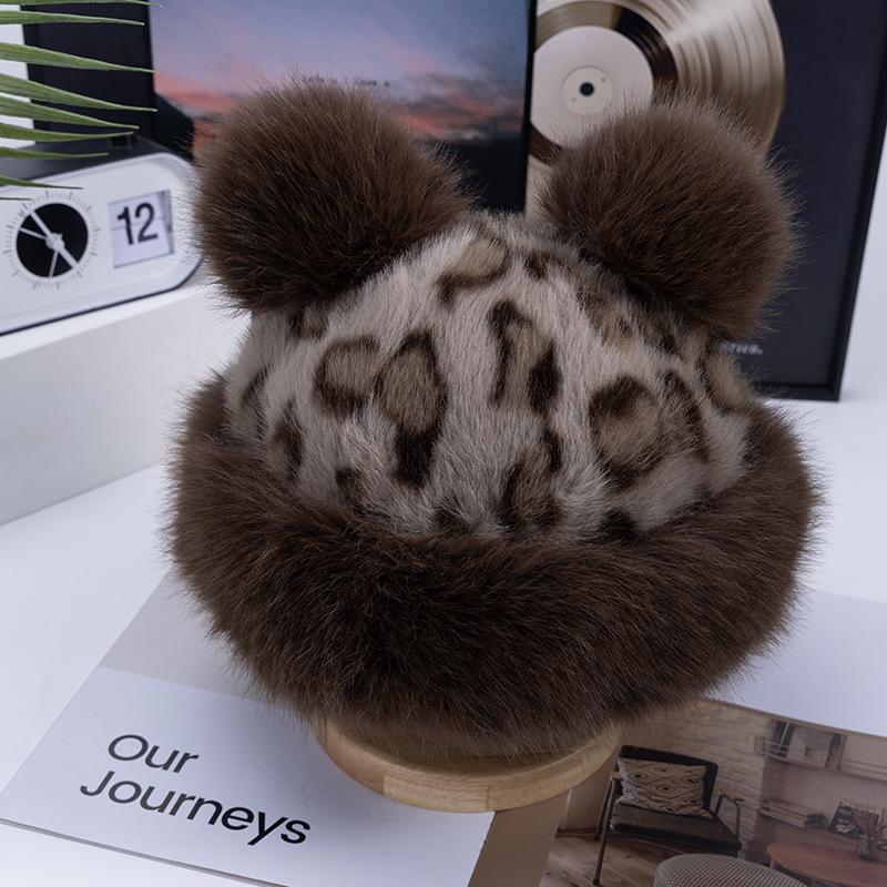 Korean Internet celebrity imitation fur hat women winter thickened warm plush bucket hat imitation mink basin hat cold protection ear