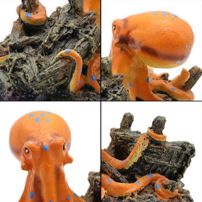 Aquarium Decor Resin Cave Octopus Fish for Tank Hideout Octopus Theme Decor Top Sale