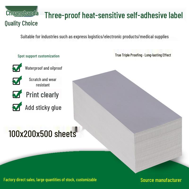 Durable Thermal Label Paper, 100x200mm, 500 Sheets, Adhesive Logistics Labels Yes белый