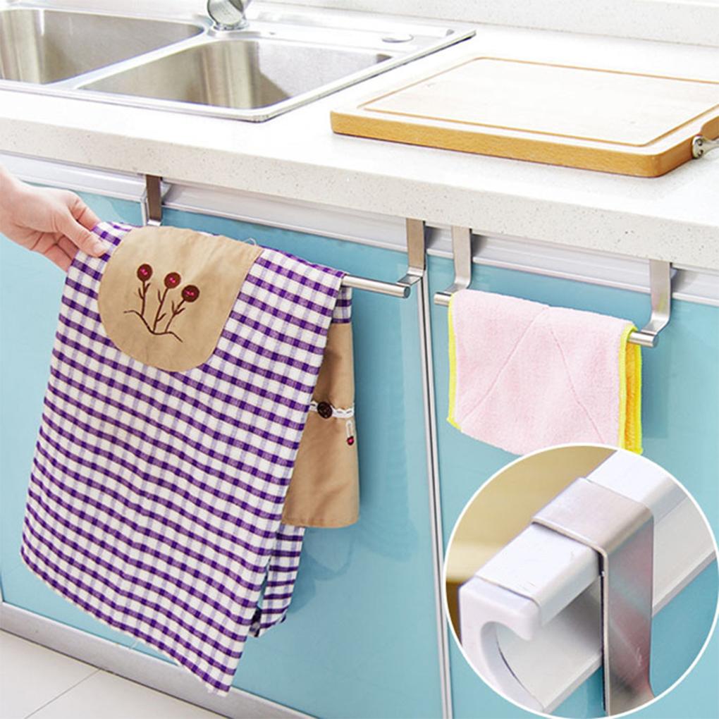 Over Cabinet Tea Towel Bar Door Holder Rack Bathroom Hanger Kitchen Cupboard