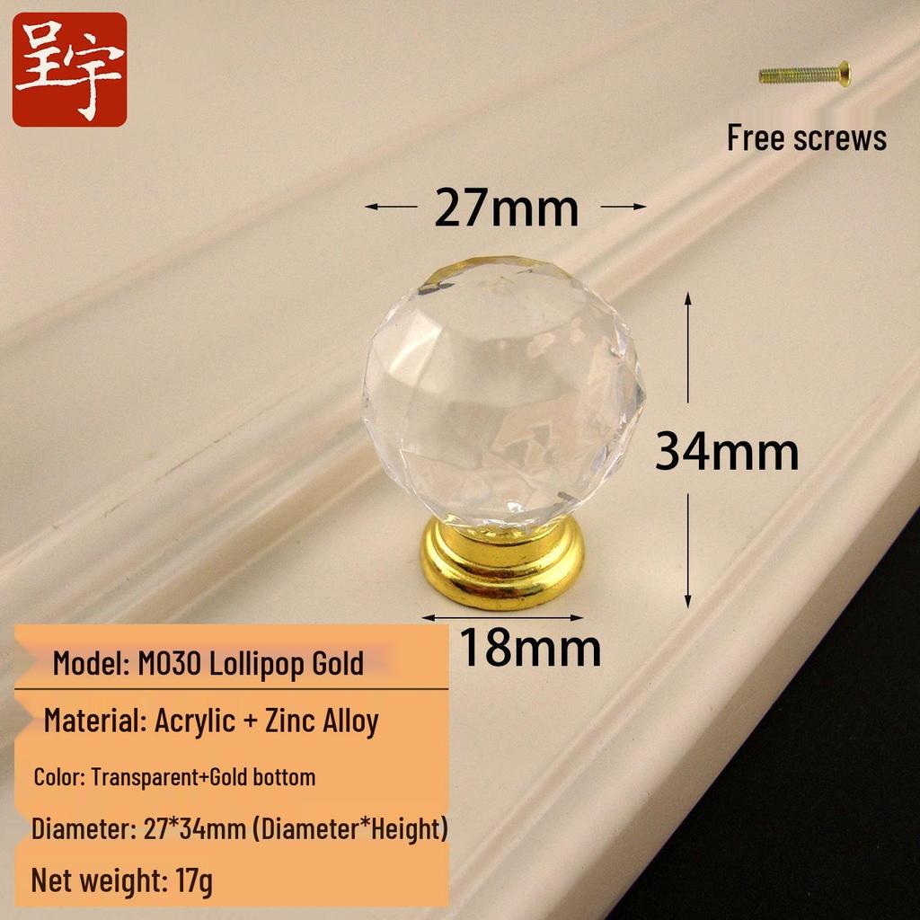 Crystal Clear Acrylic Knob: Single Hole Diamond Design for Pot Lids, Wardrobes, and Drawers