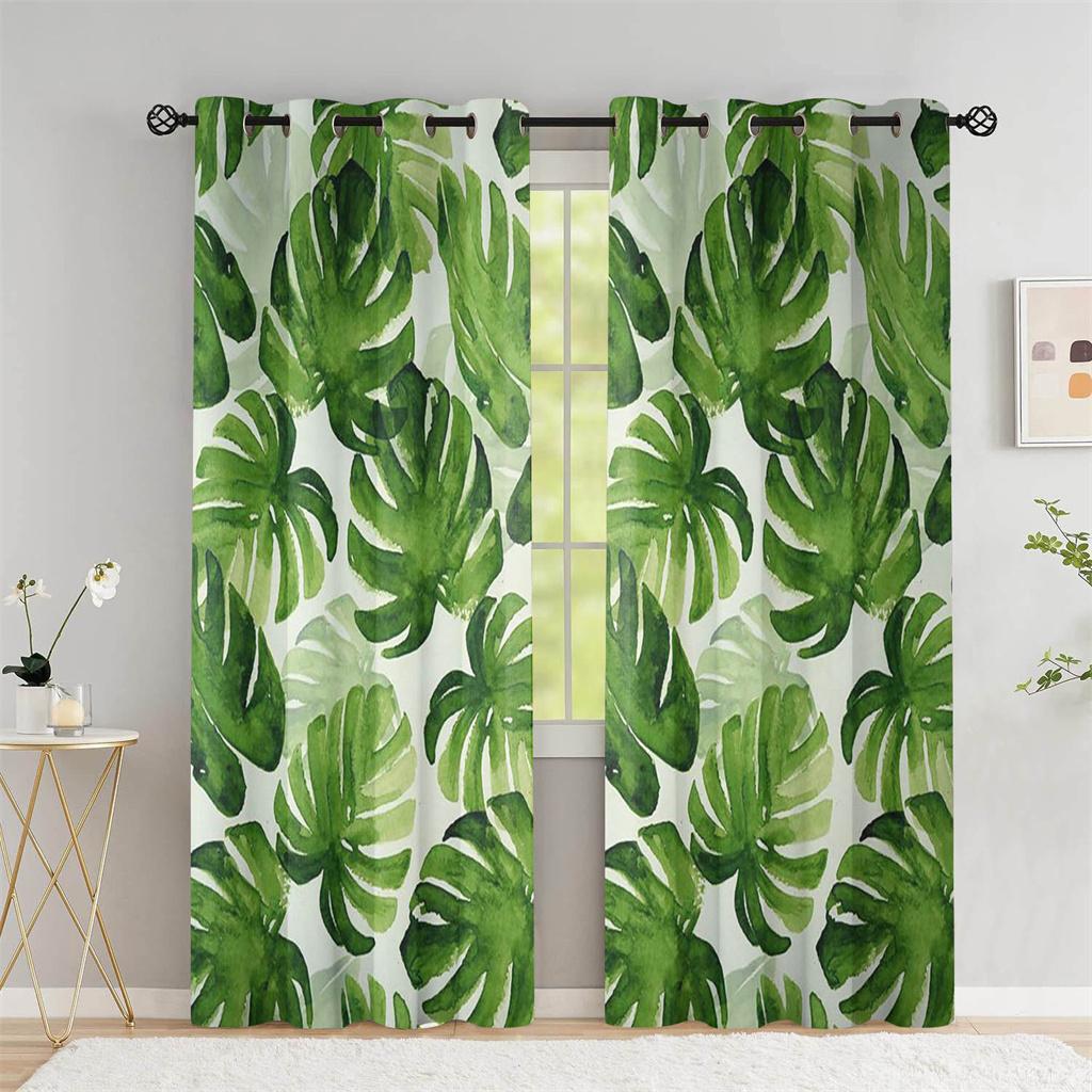 Summer Tropical Leaf Shade Curtains Deluxe Living Room Bedroom Home Decoration Palm Leaf Banana Leaf Curtains
