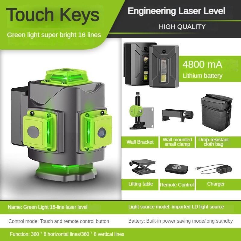 12/16 Line New Laser Level 360 ° Horizontal and Vertical Cross Green Line Projector Portable Auto Self-Leveling Measuring Tools