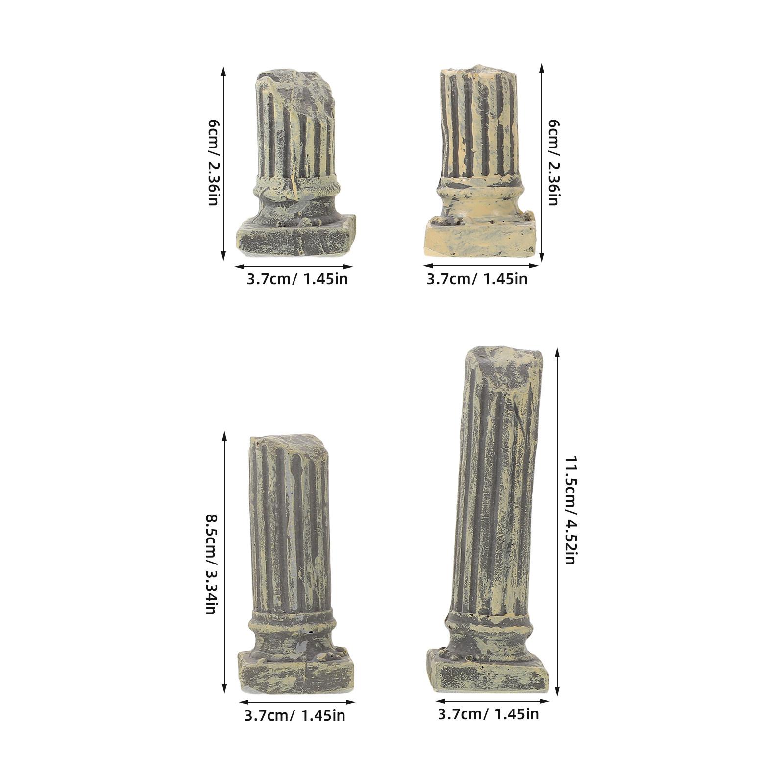 

4PCS Ruins Fish Tank Ancient Roman Column Resin Roman Pillar Ornament For Aquarium Decorations Reptile Box Landscape