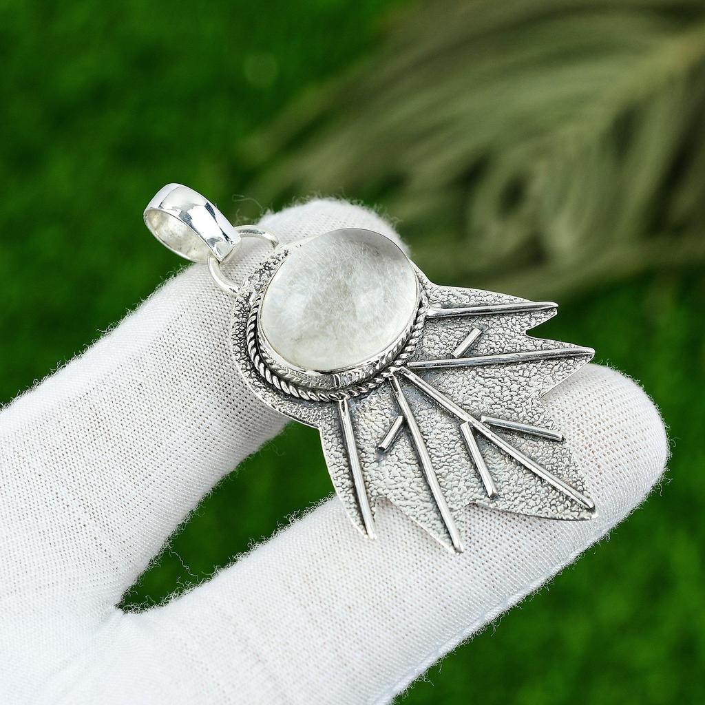 Gift For Her 925 Sterling Silver Natural White Topaz Gemstone Jewelry Pendant