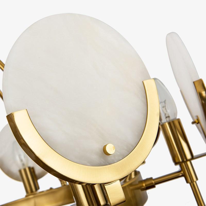 Modern Marble Copper Chandelier: Designer Round Lighting for Living Room, Restaurant, or Bedroom