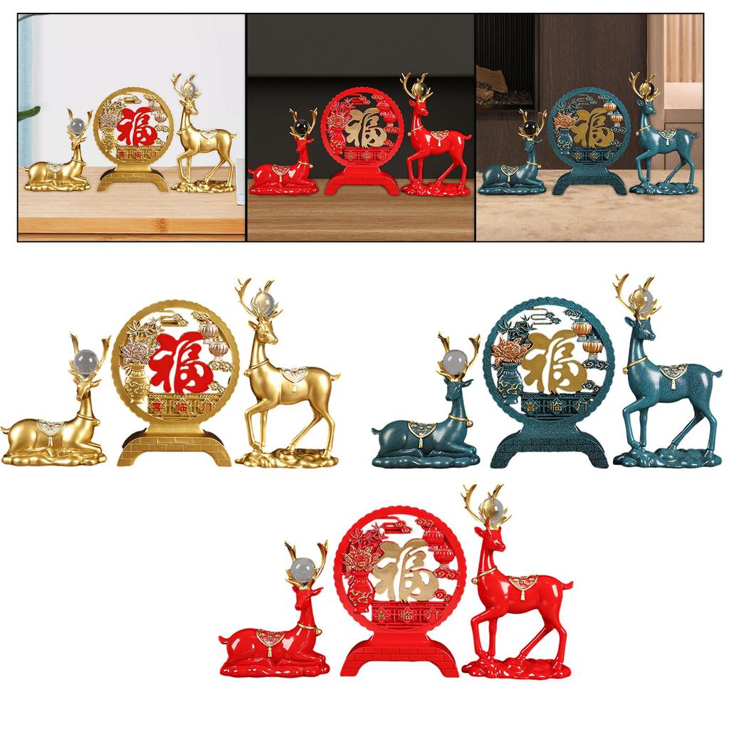Deer Statues Reindeer Figurines Cabinet Desktop Centerpiece Animal Figure Elk Sculpture for