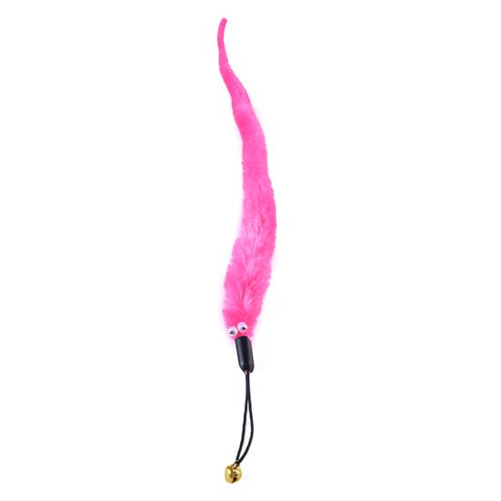 Pet Cat Kitten Retractable Teaser Wand Bell Worm Replacement Head Scratch Toy