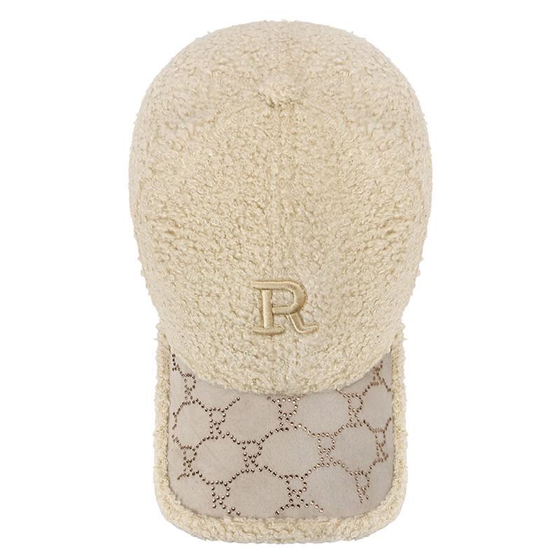ZHENYUEQI Women's Teddy Fleece Rhinestone R-Letter Baseball Cap