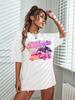 European & American Women's Multi-color Casual T-shirt: Round Neck, Short Sleeve, Simple Fashion with Solid Color and Printed Design.