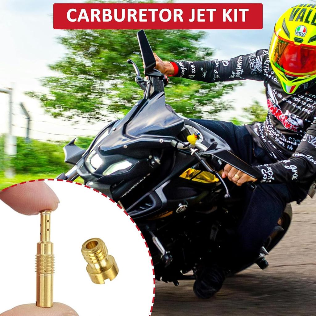 20pcs M5 Carb Main Jets Idle Jet Kit for Dellorto PHBG AD/DS Carburetor, 55#-195# Thread 5x8mm Main Jets, 32#-55# Thread 6x28mm Pilot Jets Compatible