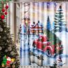 Christmas Shower Curtain For Bathroom Winter Holiday Vintage Fabric Xmas Red Truck Farmhouse Snowman Shower Curtain Waterproof