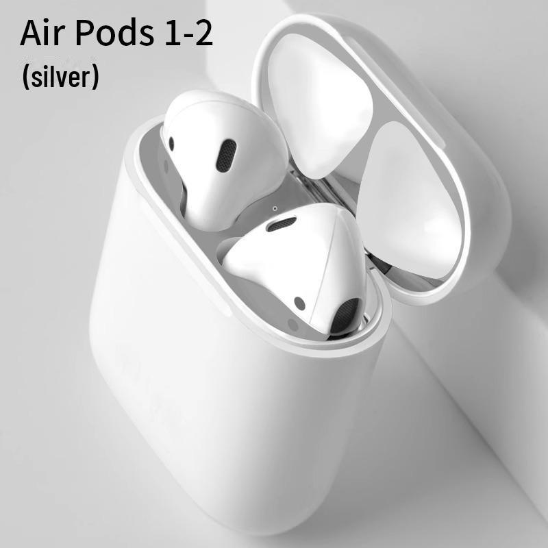 

Металеві наклейки Pro для Airpods 2-го та 3-го поколінь - пилозахисні, ультратонкі AirPods 1st/2nd Gen срібний