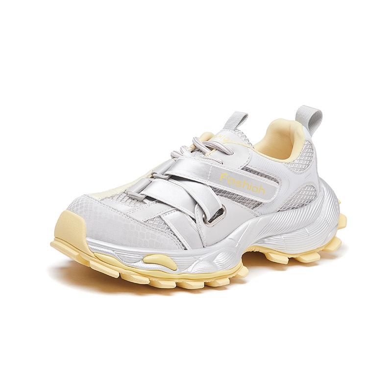 

Новые папины кроссовки для женщин Модные спортивные одинарные кроссовки на толстой подошве 40 серебряный/жёлтый