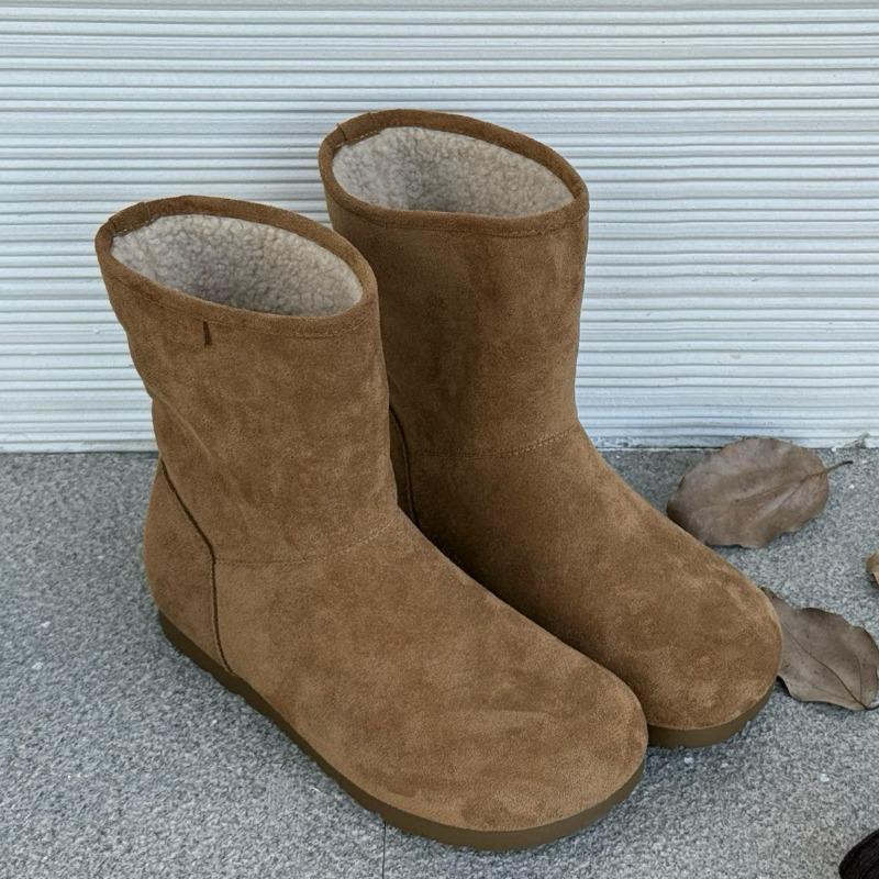 

Genuine leather two wear warm snow boots women s autumn and winter new thick-soled fluffy cotton shoes retro velvet short boots 40