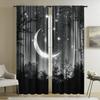 Starry Sky Moon Night Room Decorations Print Curtains Pole Bag Home Decoration Curtain Set Of 2 Made Polyester Washable