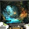 Fantasy Tree Hole Tapestry, Forest Landscape Print Wall Hanging, Enchanted Garden Home Decor For Bedroom And Living Room