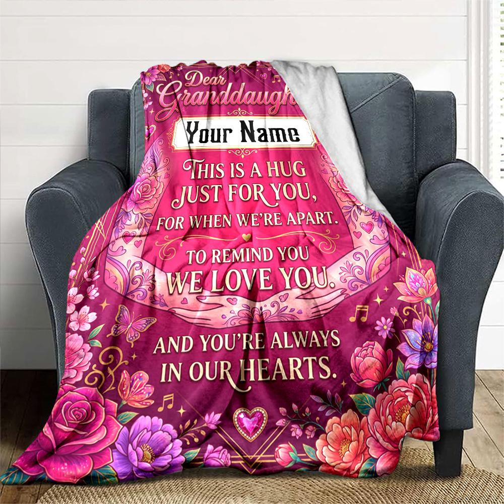 Granddaughter'S Eternal Love Customized Name Birthday Plush Blanket Suitable For Both Men And Women Digital Printing Fantasy Theme All Seasons