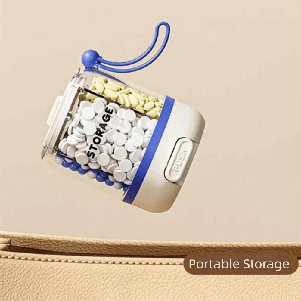 Large Capacity 4 Grids Pill Organizer Press Type Daily Pill Dispenser Office