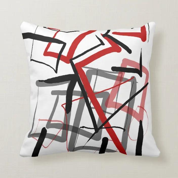 

Red and black geometric lines color matching retro pillow cover 60*60 sofa decoration cushion cover 45*45 home decoration 40x40cm 16x16in