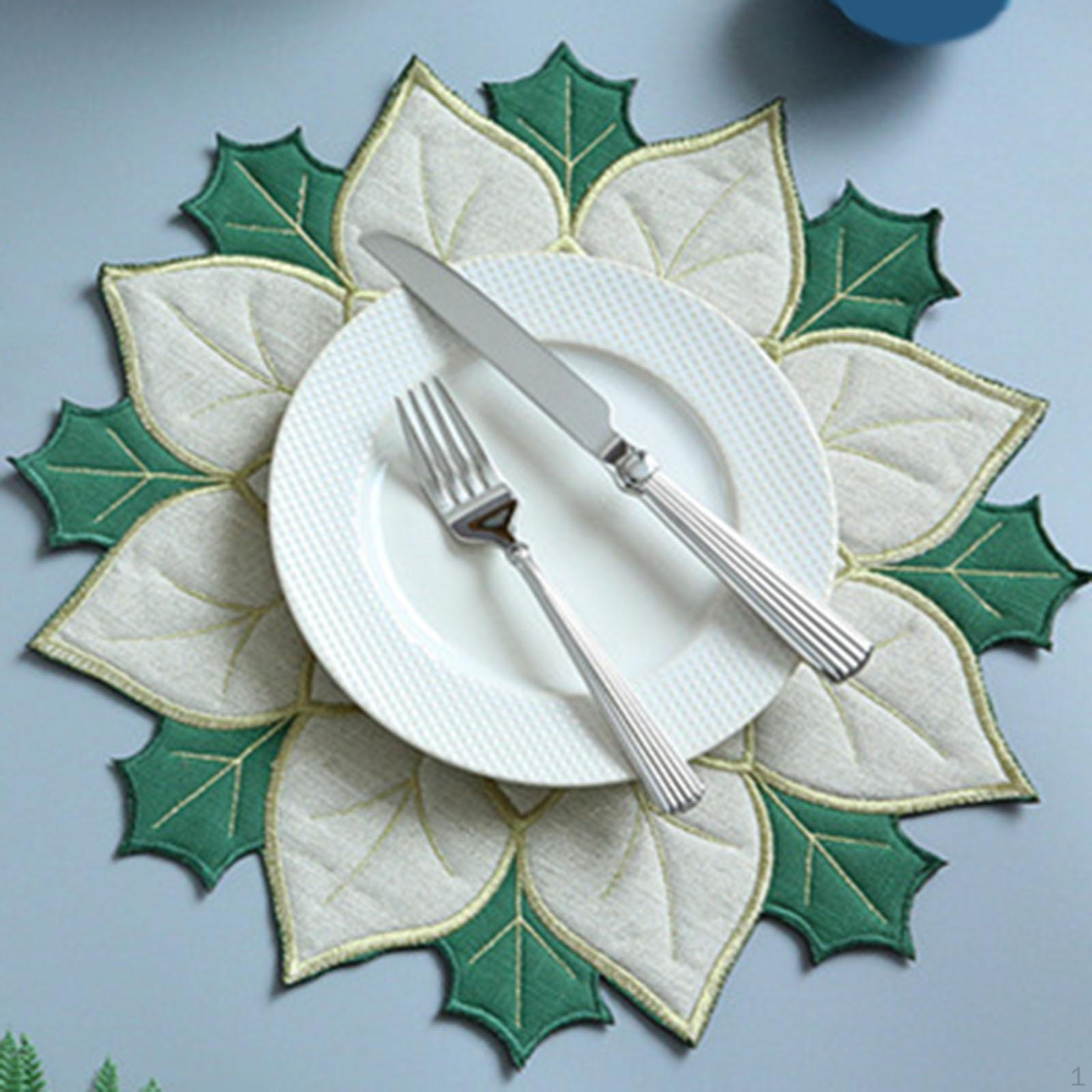 Рождественский коврик для столовых приборов, обеденный стол, коврик для подставки, стеганый льняной ужин для домашней столешницы White 40cm