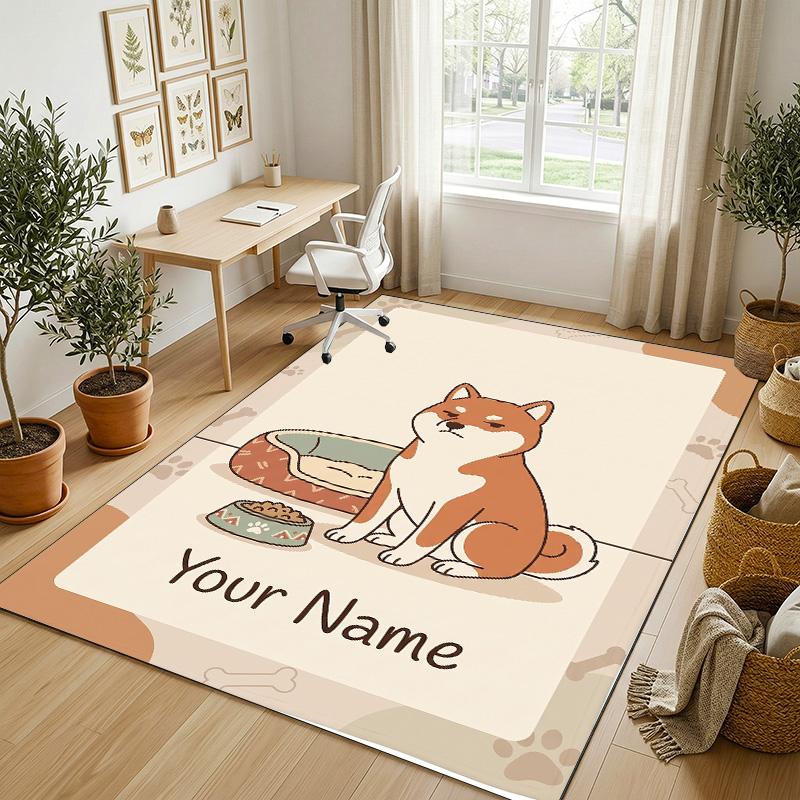 Serpent Floral Theme Soft Crystal Velvet Rug Custom Name & Text Print Non Slip Floor Rug for Bedroom Living Room