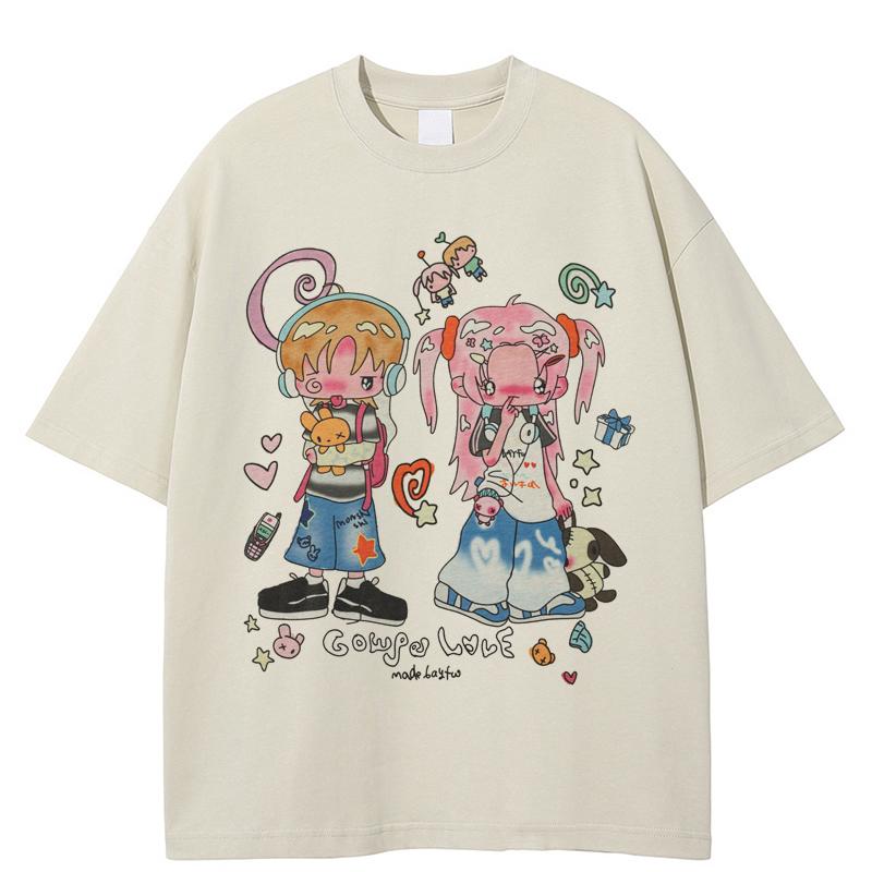 2026 Унисекс Футболка Streetwear QUARTER 24 Мультяшный Графический A37T032 XXL