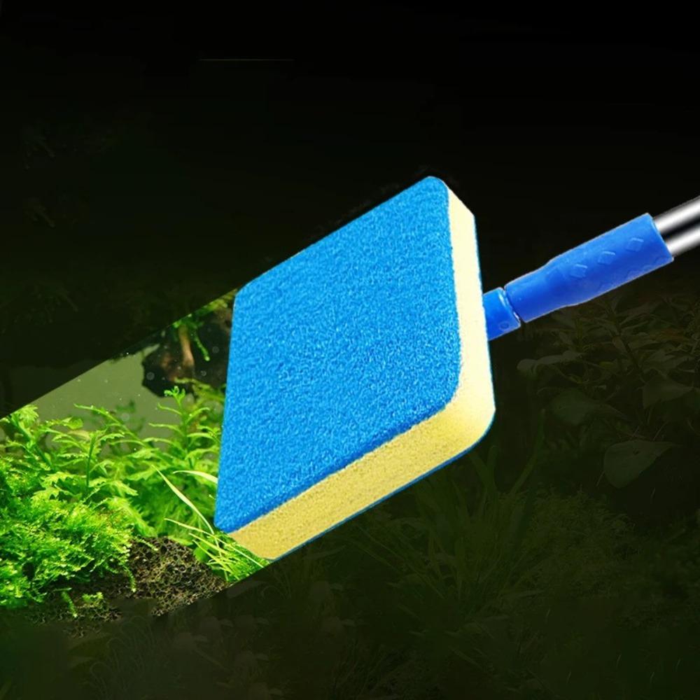 Gifts Long-handled Fish Tank Brush Double-Sided Adjustable Fish Tank Sponge Brush Retractable Sponge Cleaning Brushs