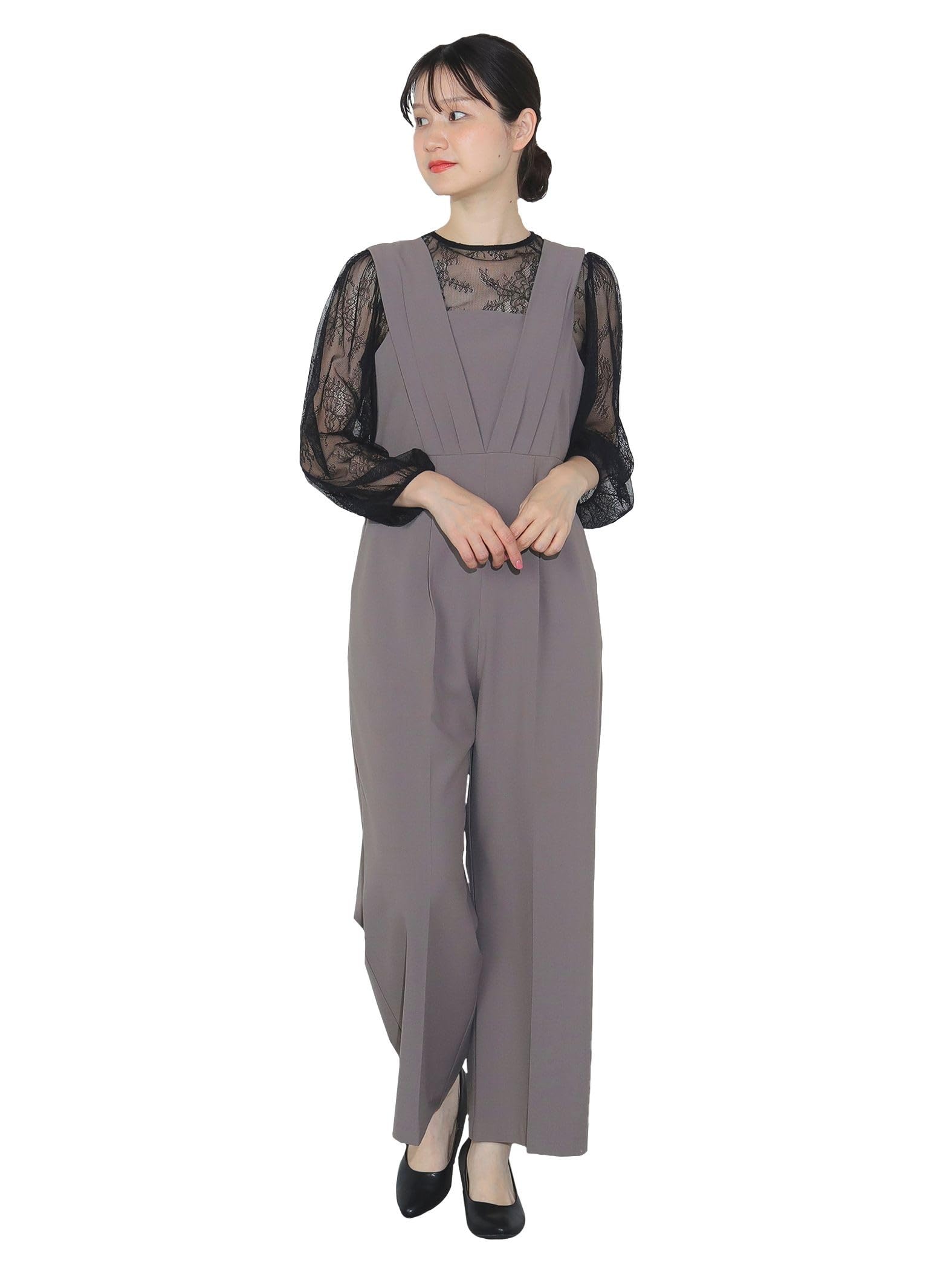 

Beams Heart Women s Lace Jumpsuit in Grey and Black, One Size
