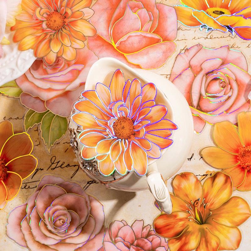 Beautiful Bloom Sticker Set: 3D Floral Handbook Decorations (10 Pieces)