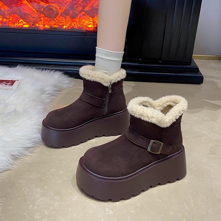 Women's Fashion Soft-Sole Winter Warm Fleece-Lined Snow Boots with Fleece Lining Short Boots, Slip-Resistant Casual Athletic Cotton Boots