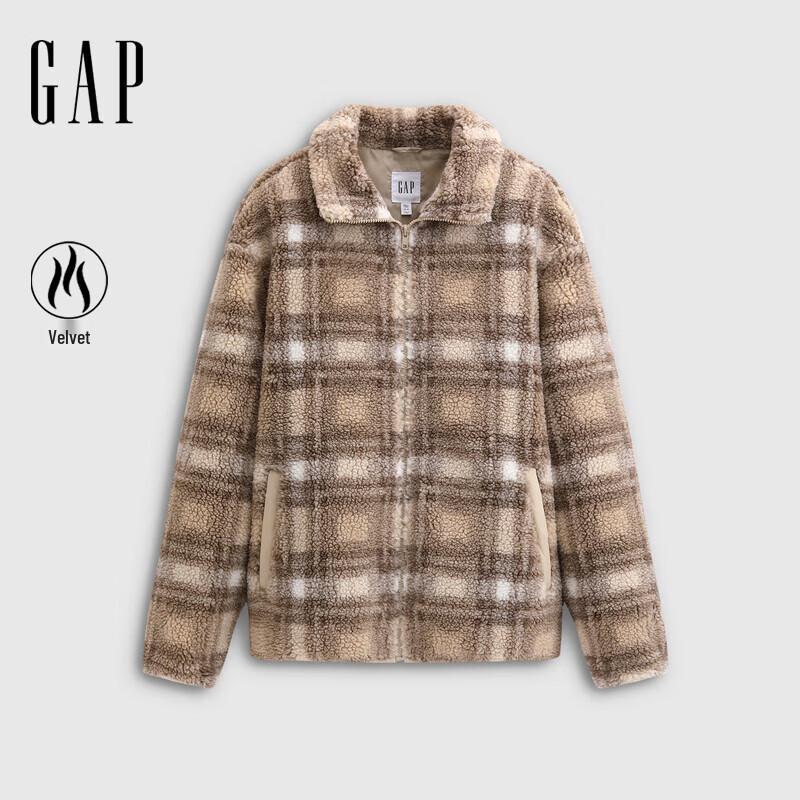 Gap Men s Plaid Faux Shearling Jacket with Logo Embroidery L (175/96A) Asian Size