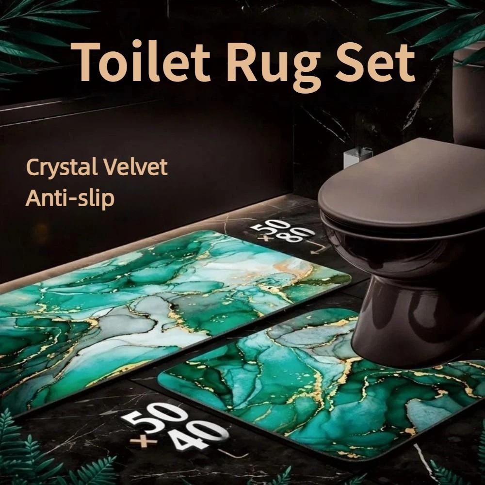 Marble Pattern Toilet Rug Set Anti-slip Toilet Door Mat New Bathroom Carpet Set Home
