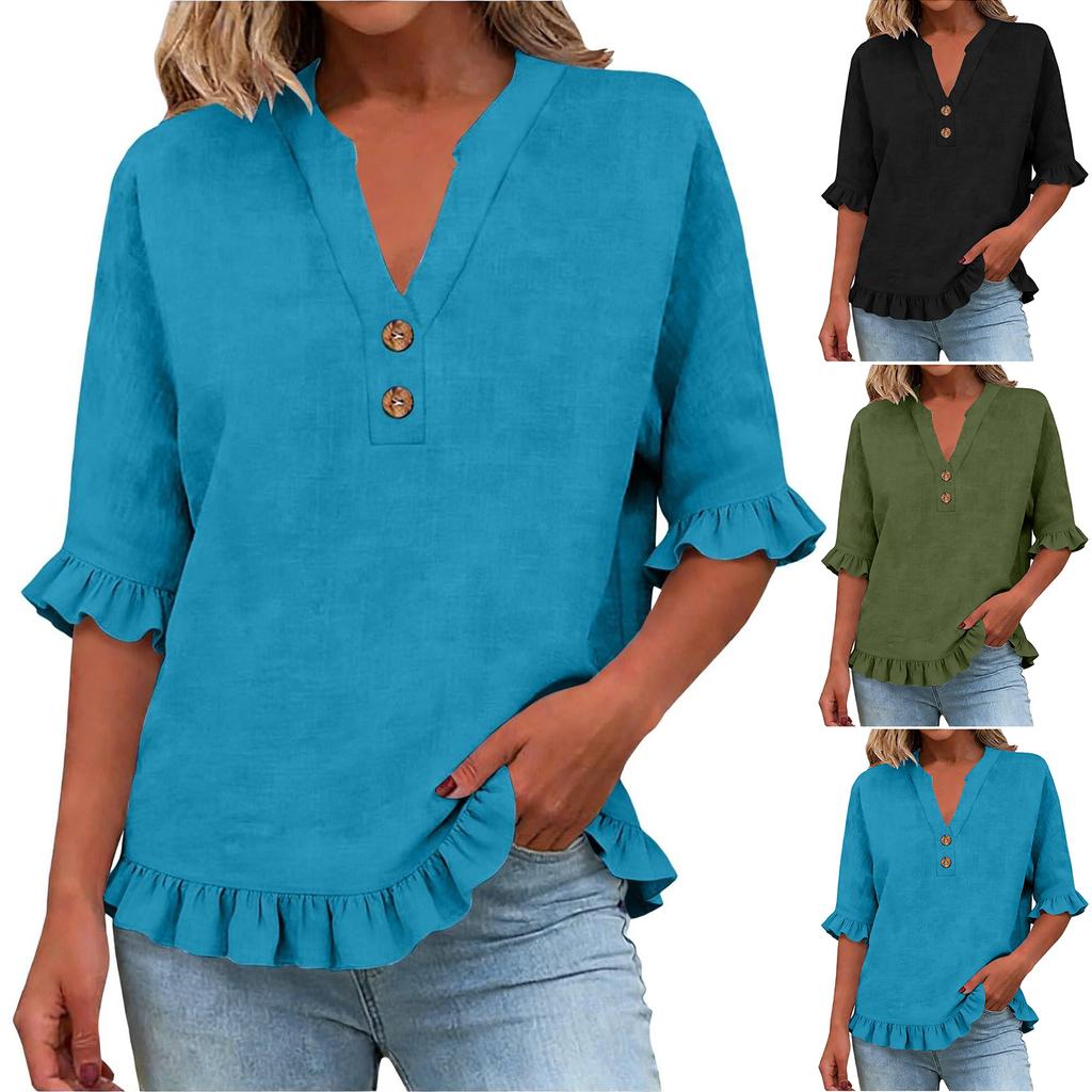 Women's casual short-sleeved blouse