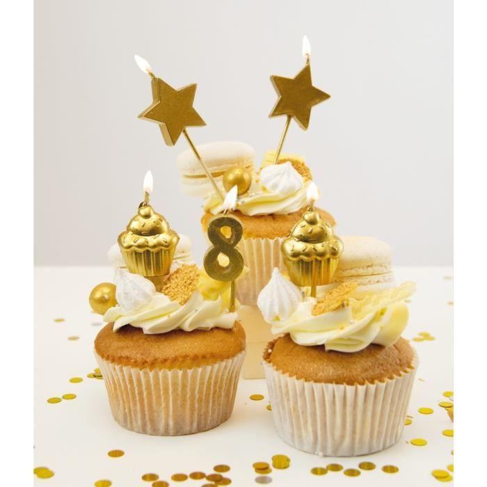Paper dreams bougies de gâteau 8 ans cire/bois or 5 pcs