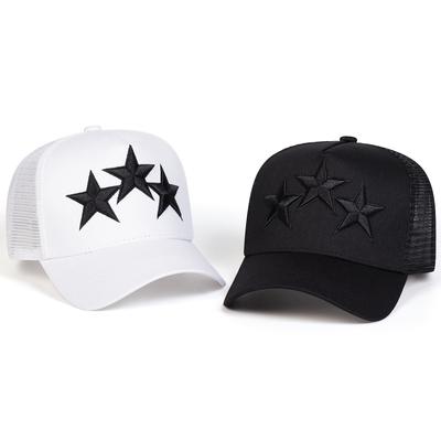 Fashionable Star Embroidered Mesh Hat Outdoor Cotton Adjustable Baseball Cap Couple's Casual Sports Hats Summer Breathable Caps