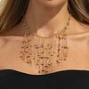 Salircon Fashion Creative Multi Layer Beaded Tassel Necklace Women Vintage Gold Color Clavicle Chain Party Jewelry Accessories