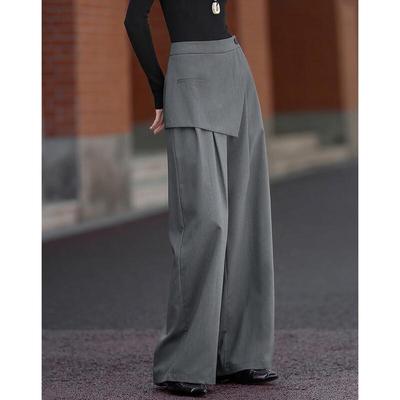 Demana Women's Pleated Faux Skirt Wide-Leg Pants