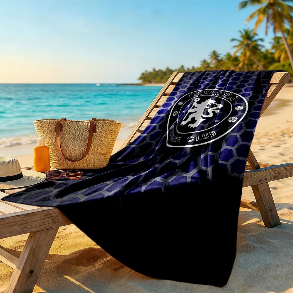 Asciugamano da Spiaggia Blu Chelsea Football Club Super Morbido Microfibra Tessuto Quickdry Confortevole Leggero Adatto per Nuoto, Palestra, Campeggio
