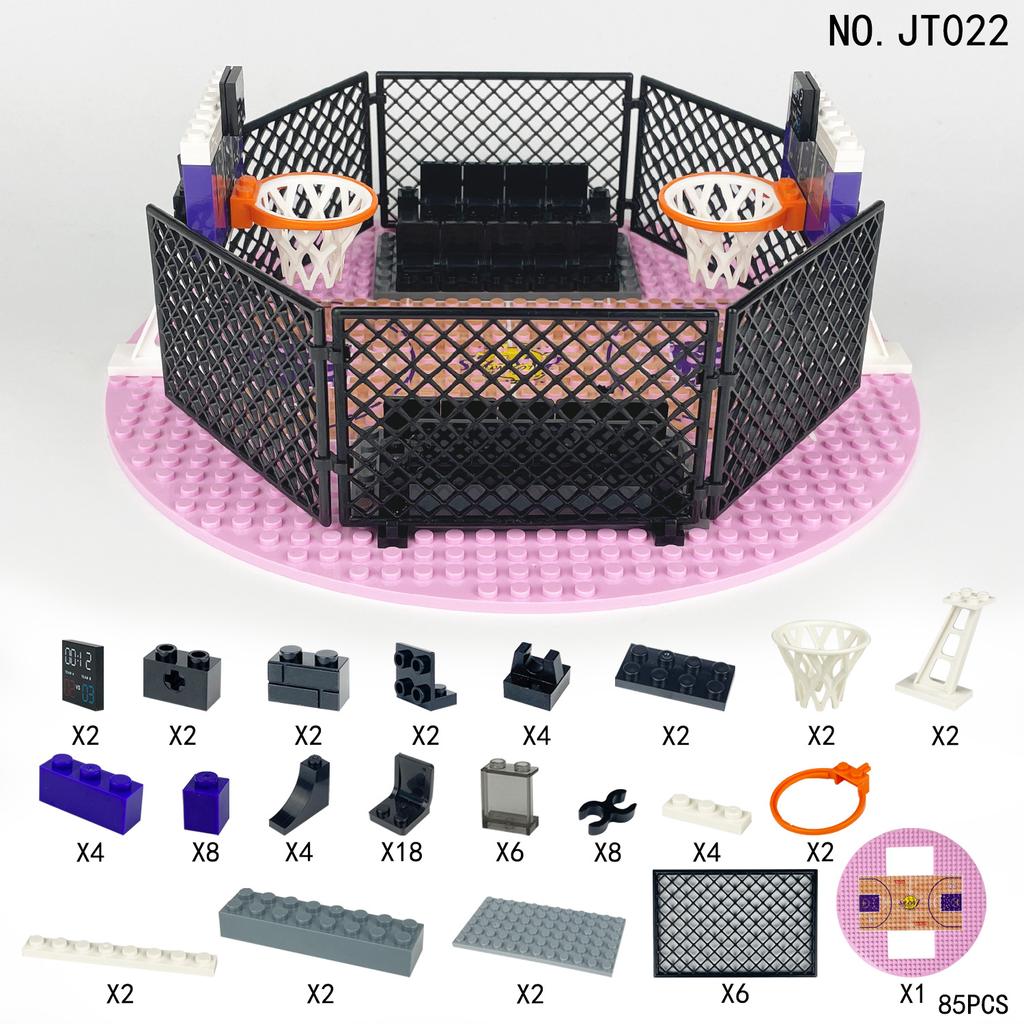 JT022 Street Community Basketball Pink Bottom Small Particle Sports Fitness Building Block Toy