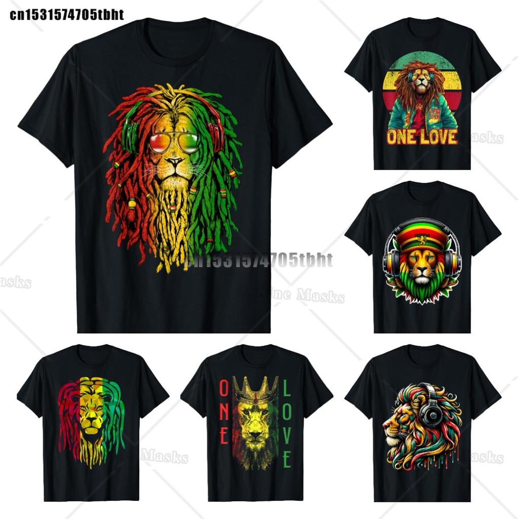 Jamajka Rasta Lev Vtipná Grafická Trička Bavlna Unisex Krátký Rukáv Ležérní Tričko Top Harajuku Streetwear Letní Unisex Oblečení