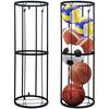 Socpuro Ball Storage 33cm 97cm Stainless Steel Ball Ball and Yoga Mat Storage Volleyball Storage Vertical Ball Elastic Rope for Easy Access Stand,
