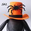 Halloween Pet Costume Accessory Cat Top Hat, Orange Dog Hat with Adjustable Strap, for Dogs Black Spider Small Festive Party Breathable Headwear