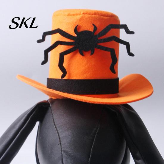 Halloween Pet Costume Accessory Cat Top Hat, Orange Dog Hat with Adjustable Strap, for Dogs Black Spider Small Festive Party Breathable Headwear